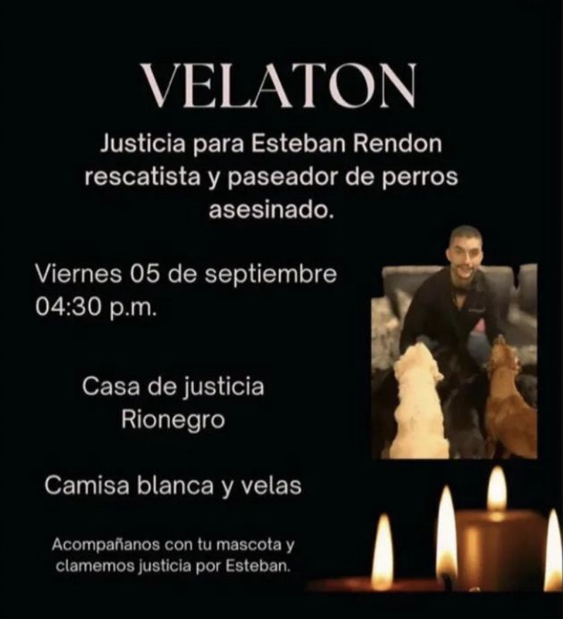 Comunidad de Rionegro se une en velatón por Esteban Rendón, rescatista y paseador de perros asesinado